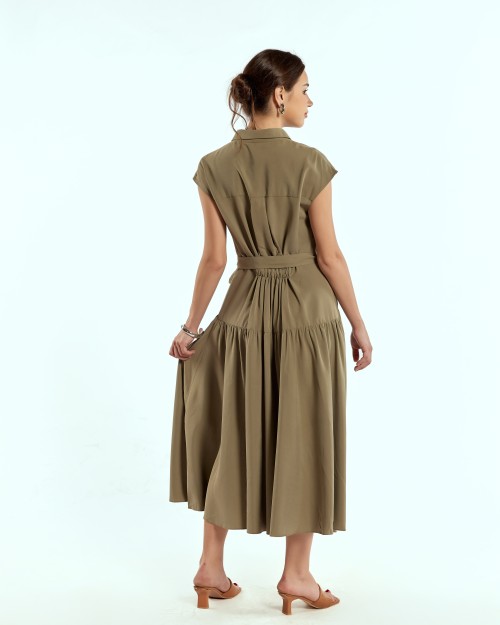 SIXDO Woven Flared Dress for Women